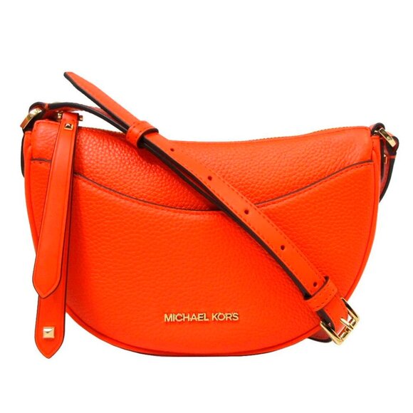Michael Kors Handbags - S Michael Kors Dover Half Moon Crossbody Orange Leather Bag 35R3G4DC5L Purse NWT